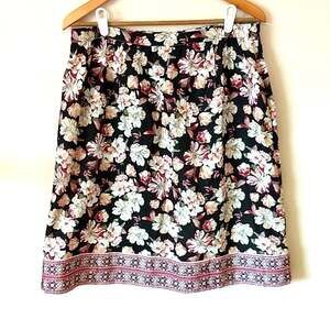 Downeast floral cotton rayon blend lined skirt